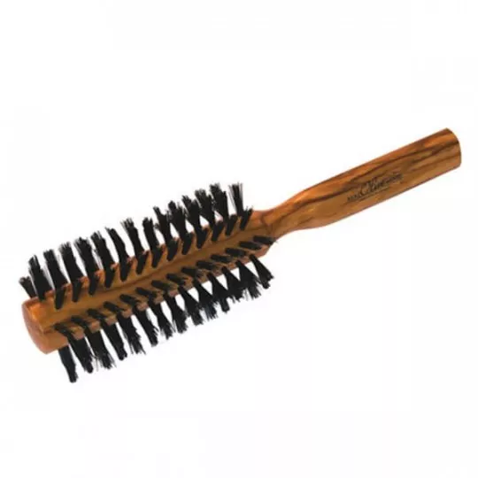 Brosse à cheveux ronde en bois d'olivier et poils de sanglier